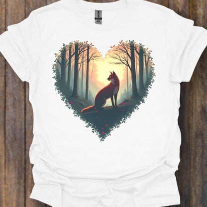 Renard assis forme de coeur T-shirt intemporel 