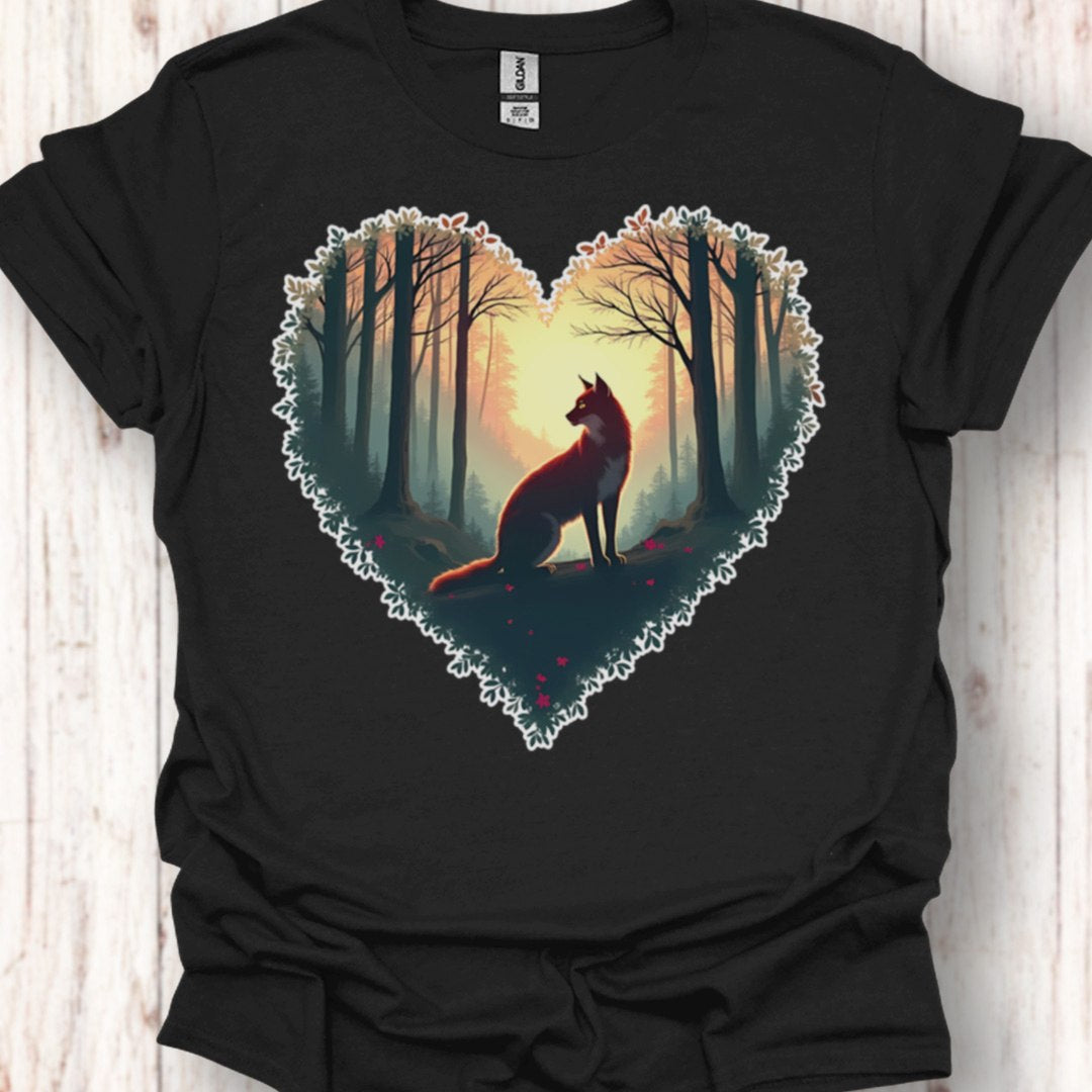 Renard assis forme de coeur T-shirt intemporel 