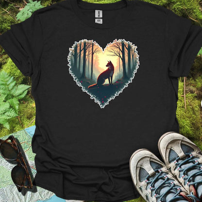 Vos zittend hartvorm tijdloos T-shirt