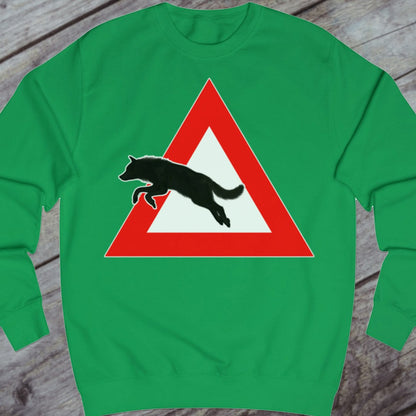 Waarschuwingsbord wolf sweatshirt