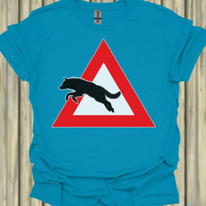 Waarschuwingsbord Wolf T‑Shirt