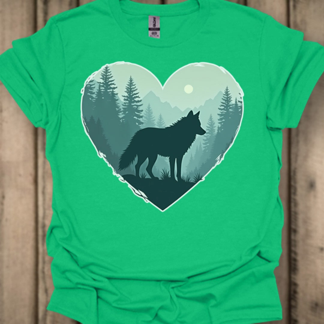 Wolf hartvorm trendy T-shirt