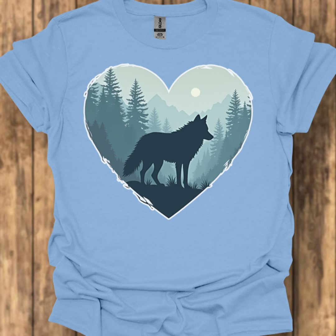 Wolf hartvorm trendy T-shirt