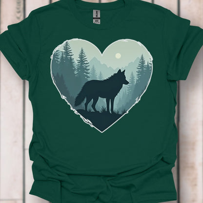 Wolf hartvorm tijdloos T-shirt
