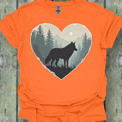 Wolf hartvorm trendy T-shirt
