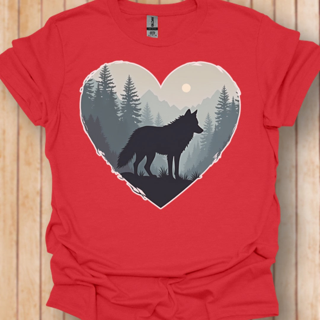 Wolf hartvorm trendy T-shirt