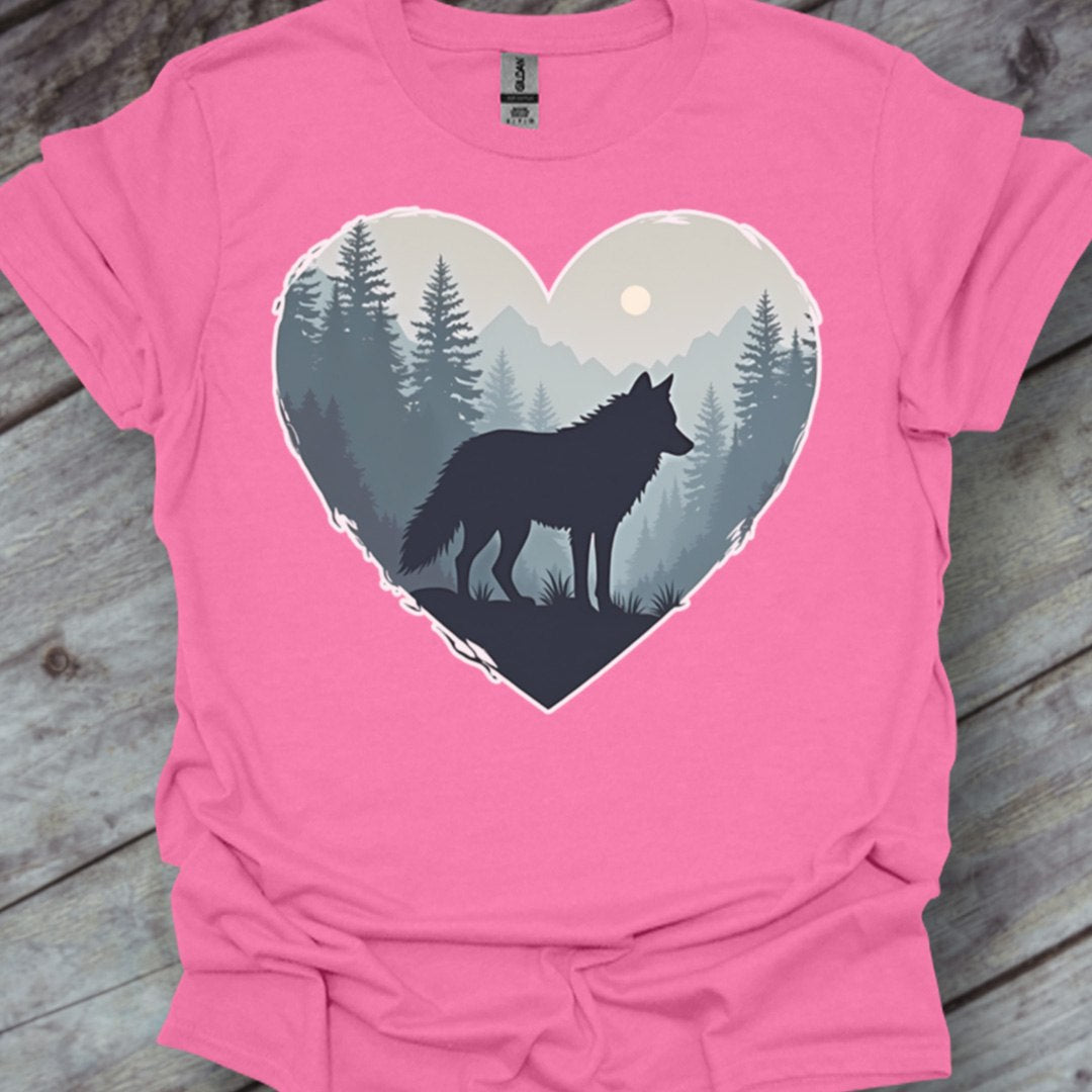 Wolf hartvorm trendy T-shirt