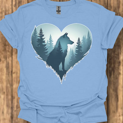 Wolf in heart shape trendy T-shirt