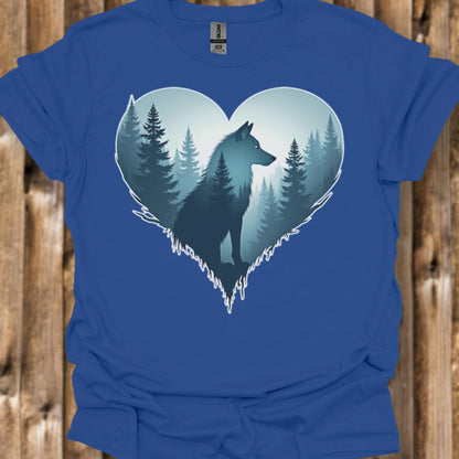 Wolf in heart shape trendy T-shirt