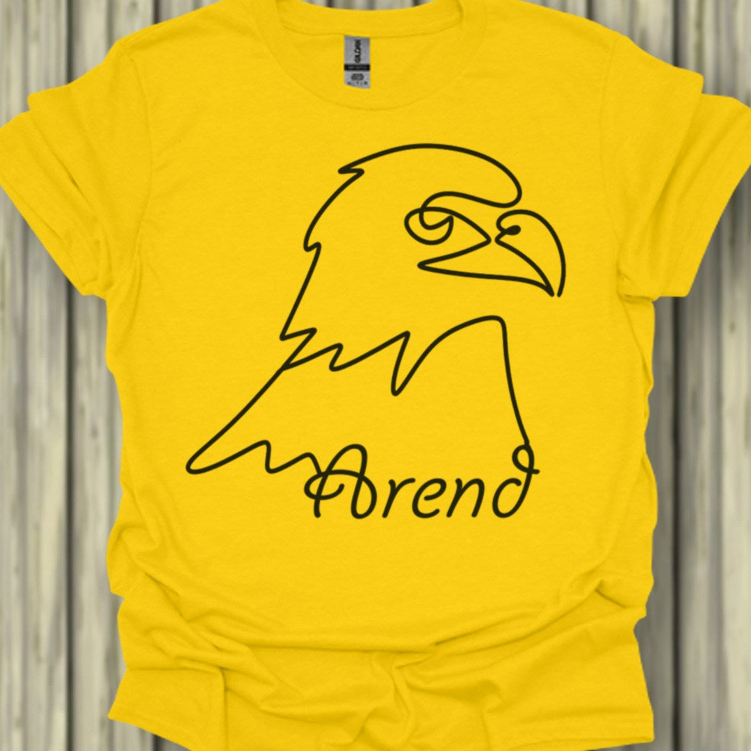 Arend lijntekening zwart trendy T-shirt