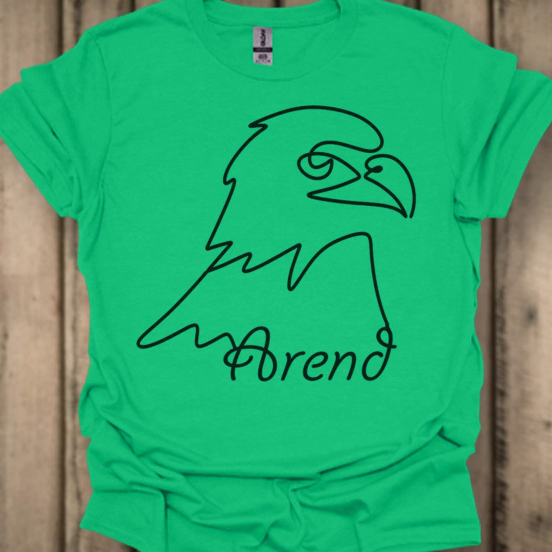 Arend lijntekening zwart trendy T-shirt