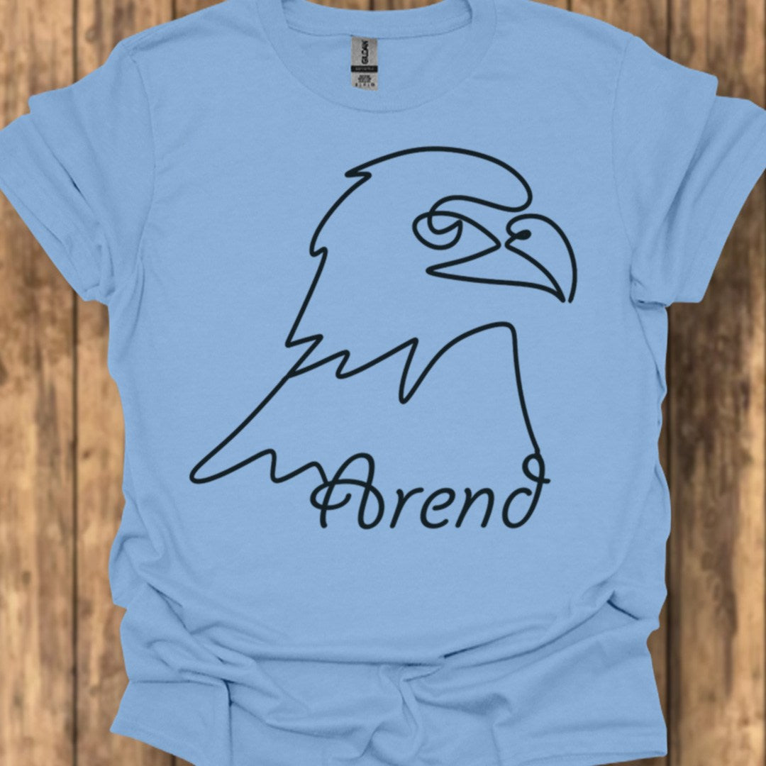 Arend lijntekening zwart trendy T-shirt