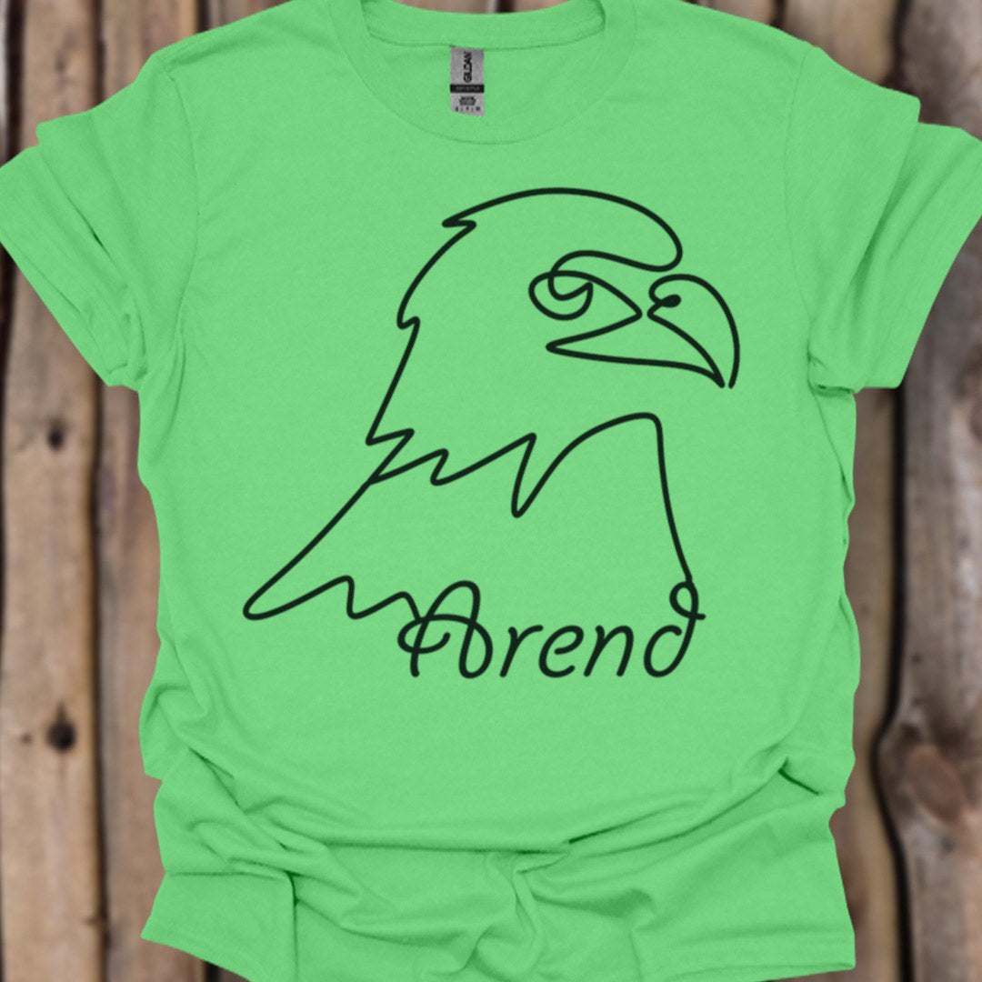 Arend lijntekening zwart trendy T-shirt