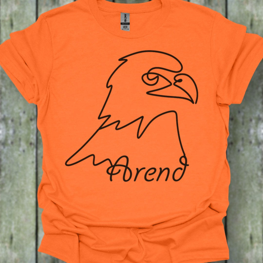 Arend lijntekening zwart trendy T-shirt