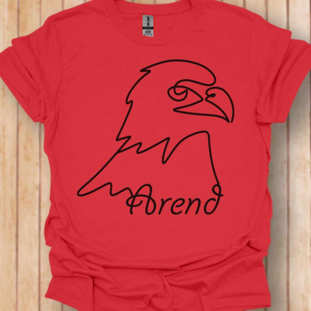 Arend lijntekening zwart trendy T-shirt