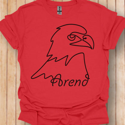 Arend lijntekening zwart trendy T-shirt