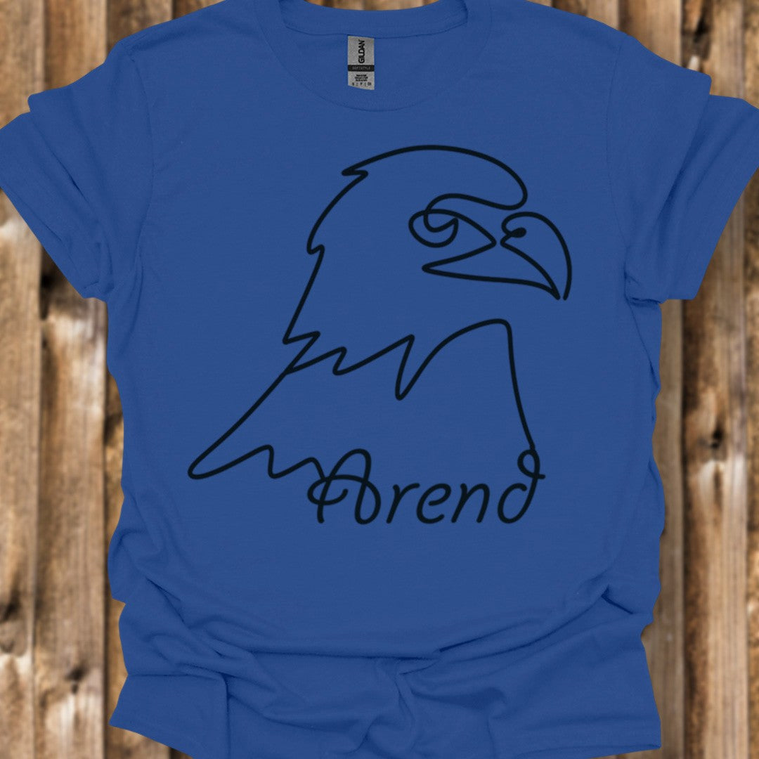 Arend lijntekening zwart trendy T-shirt