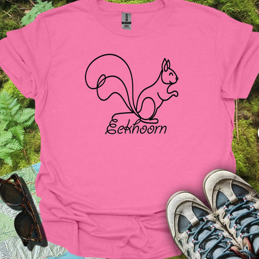 Eekhoorn lijntekening zwart trendy T-shirt