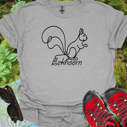Eekhoorn lijntekening zwart tijdloos T-shirt