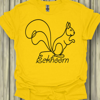 Squirrel line drawing black trendy T-shirt