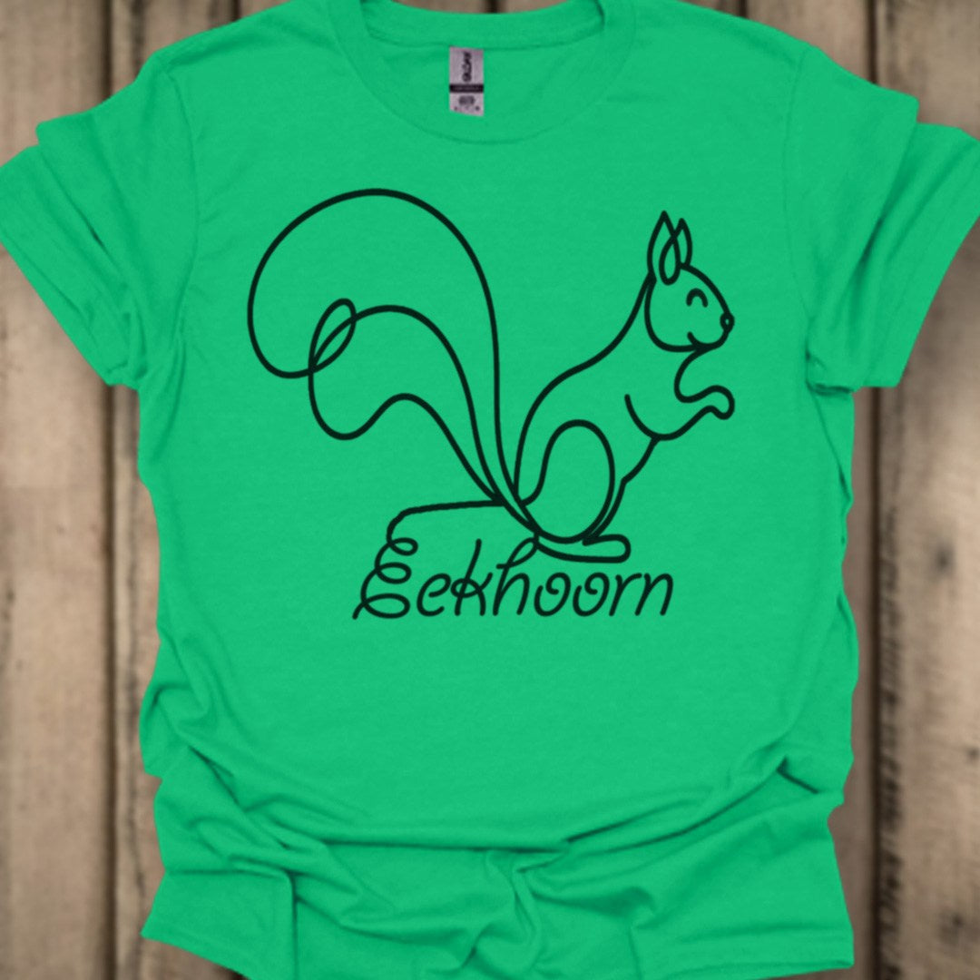 Squirrel line drawing black trendy T-shirt