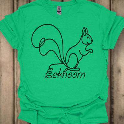 Squirrel line drawing black trendy T-shirt