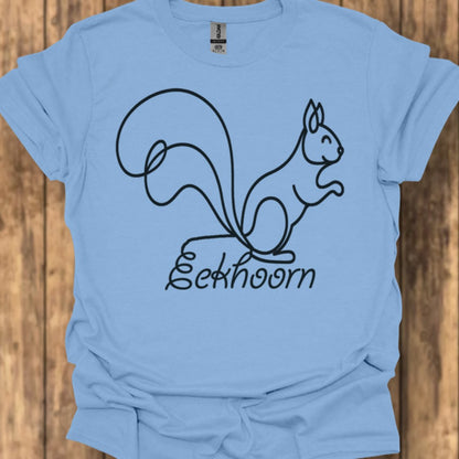 Squirrel line drawing black trendy T-shirt