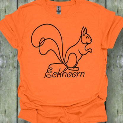 Squirrel line drawing black trendy T-shirt