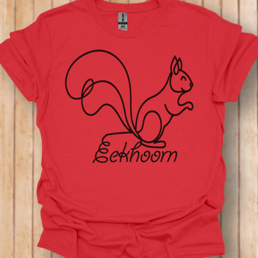 Squirrel line drawing black trendy T-shirt