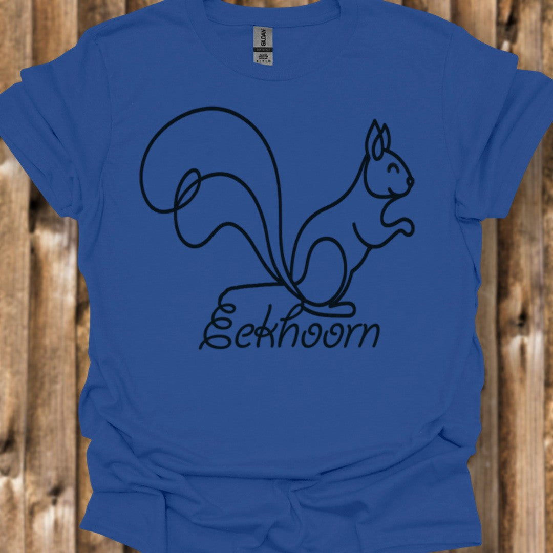 Squirrel line drawing black trendy T-shirt