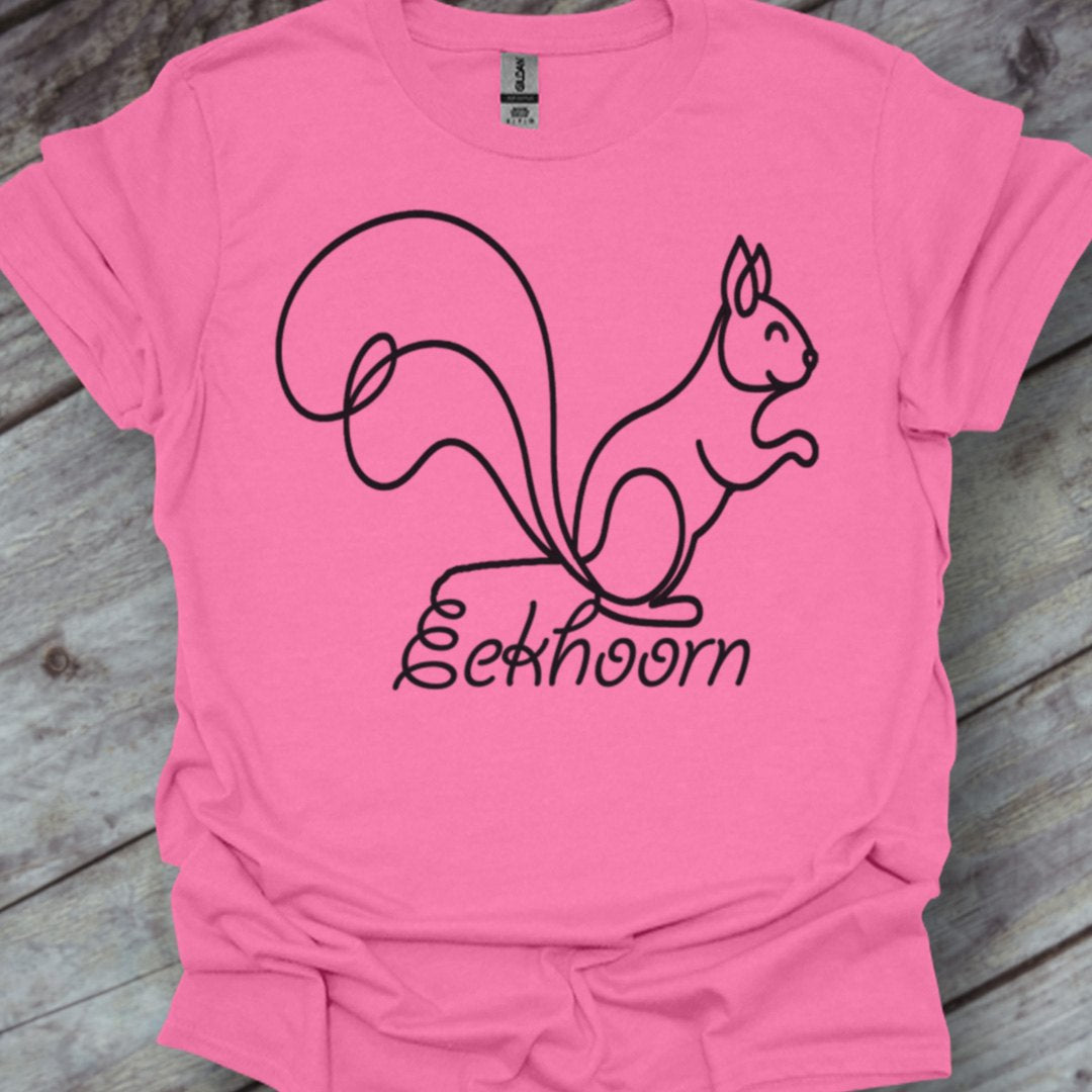 Squirrel line drawing black trendy T-shirt