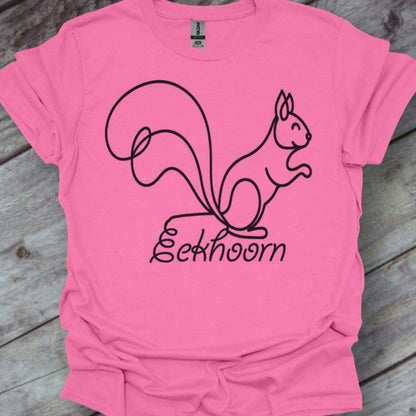 Squirrel line drawing black trendy T-shirt