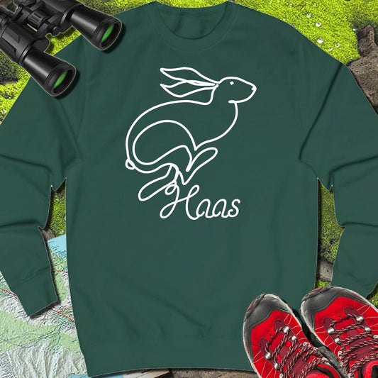 Hare line drawing white sweatshirt