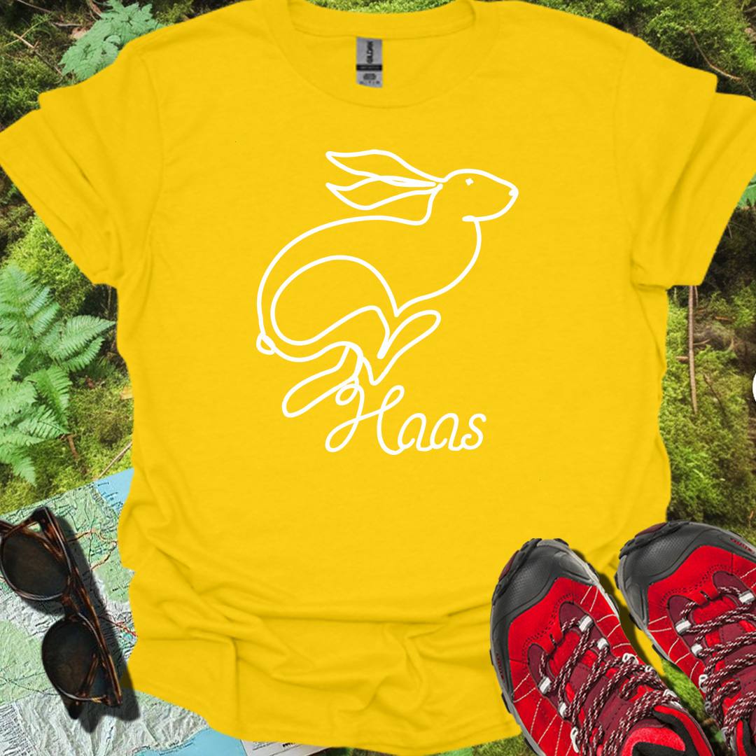 Haas lijntekening wit trendy T-shirt