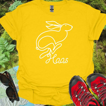 Haas lijntekening wit trendy T-shirt