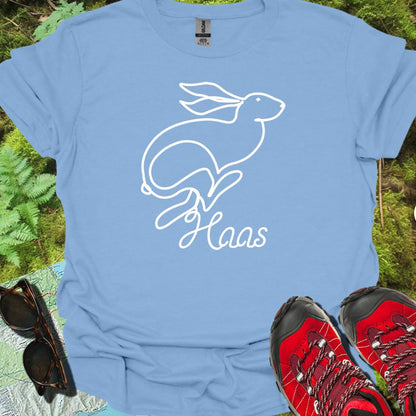 Haas lijntekening wit trendy T-shirt