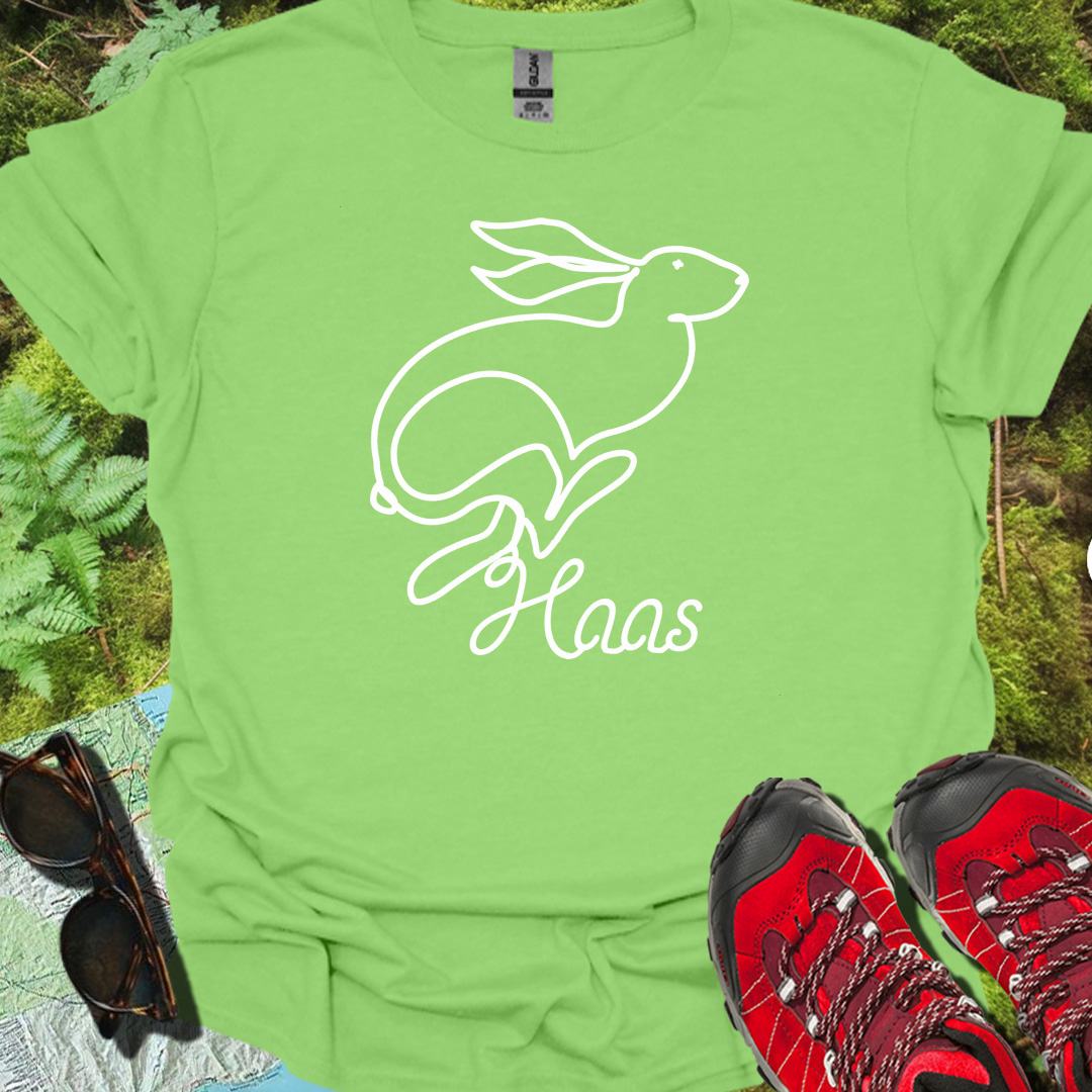 Haas lijntekening wit trendy T-shirt