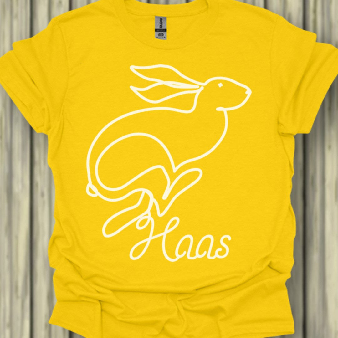 Hare line drawing white trendy T-shirt