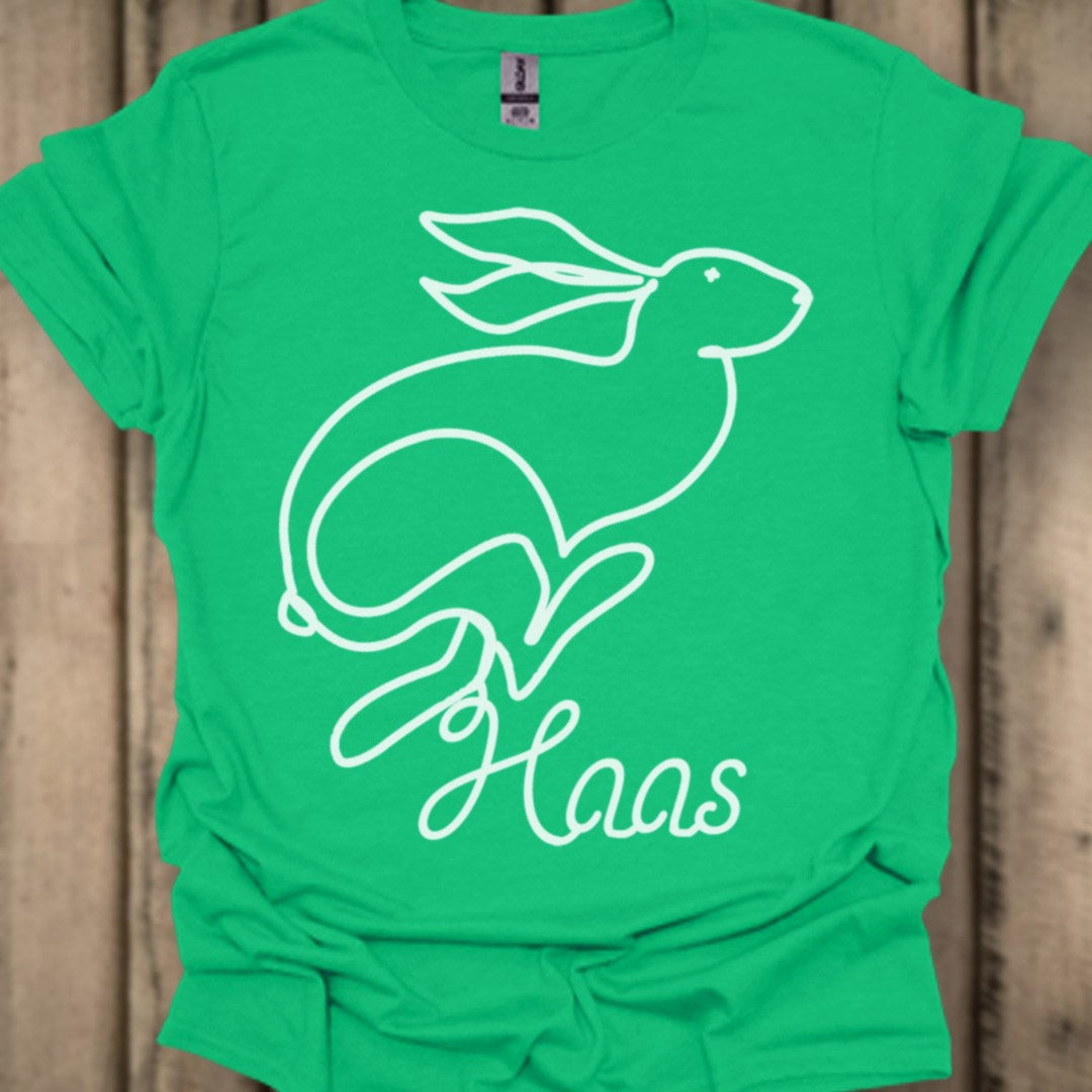Hare line drawing white trendy T-shirt