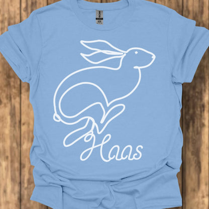 Hare line drawing white trendy T-shirt