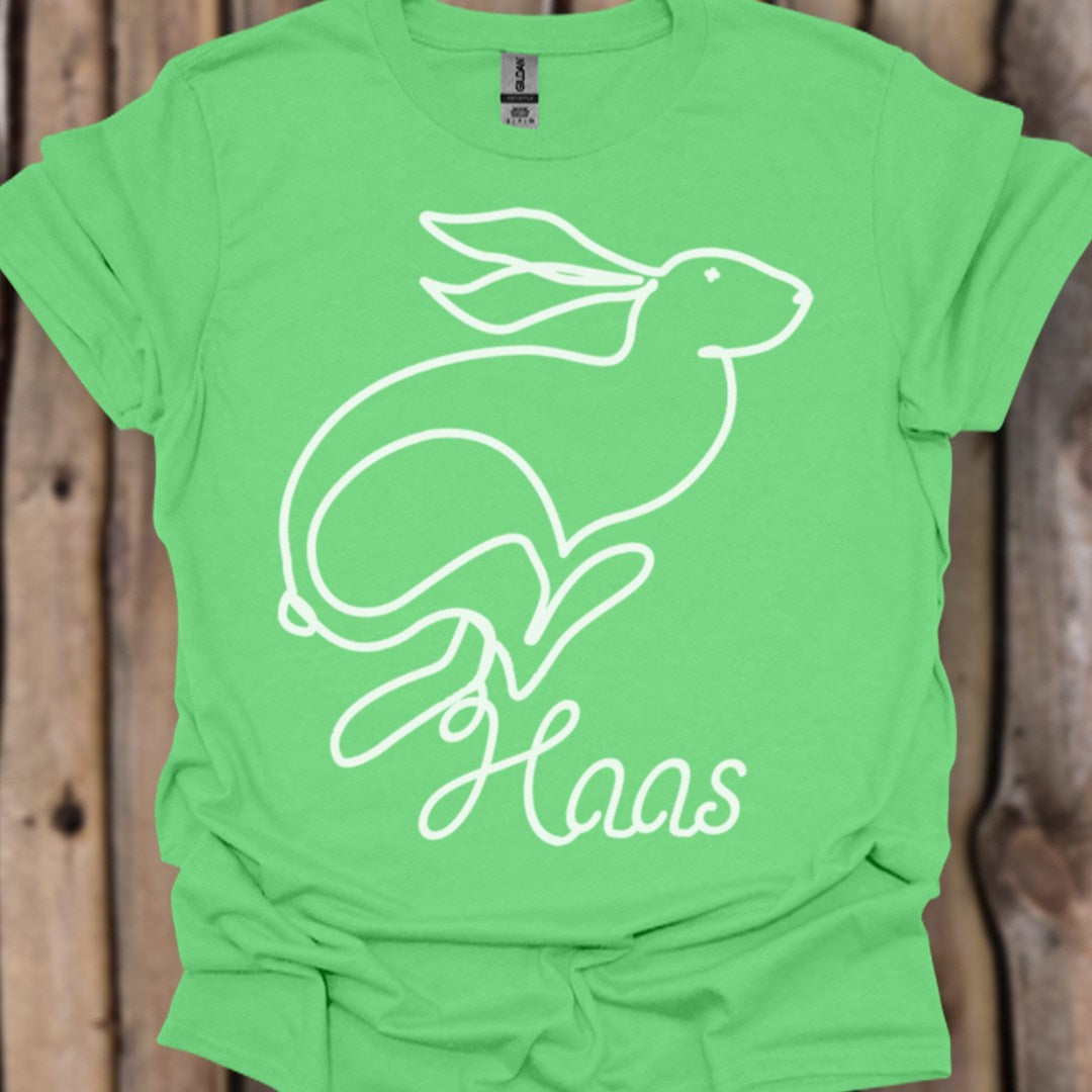 Hare line drawing white trendy T-shirt