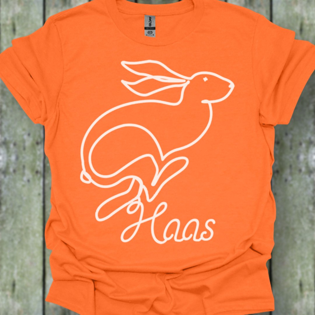 Hare line drawing white trendy T-shirt
