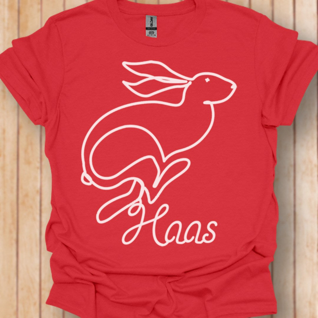 Hare line drawing white trendy T-shirt