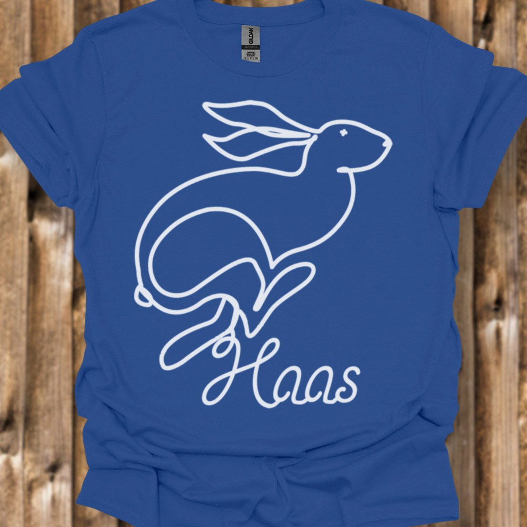 Hare line drawing white trendy T-shirt