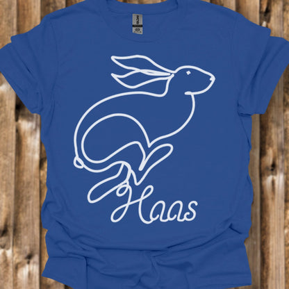 Hare line drawing white trendy T-shirt