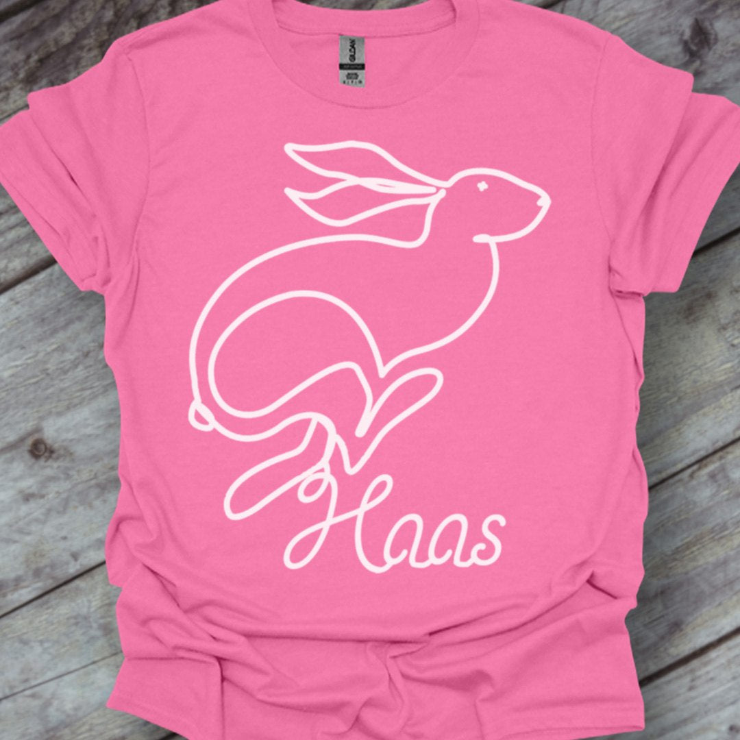 Hare line drawing white trendy T-shirt