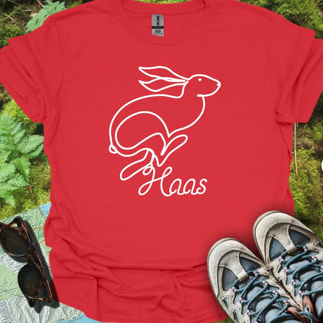 Haas lijntekening wit trendy T-shirt