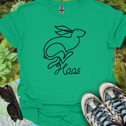 Hare line drawing black trendy T-shirt