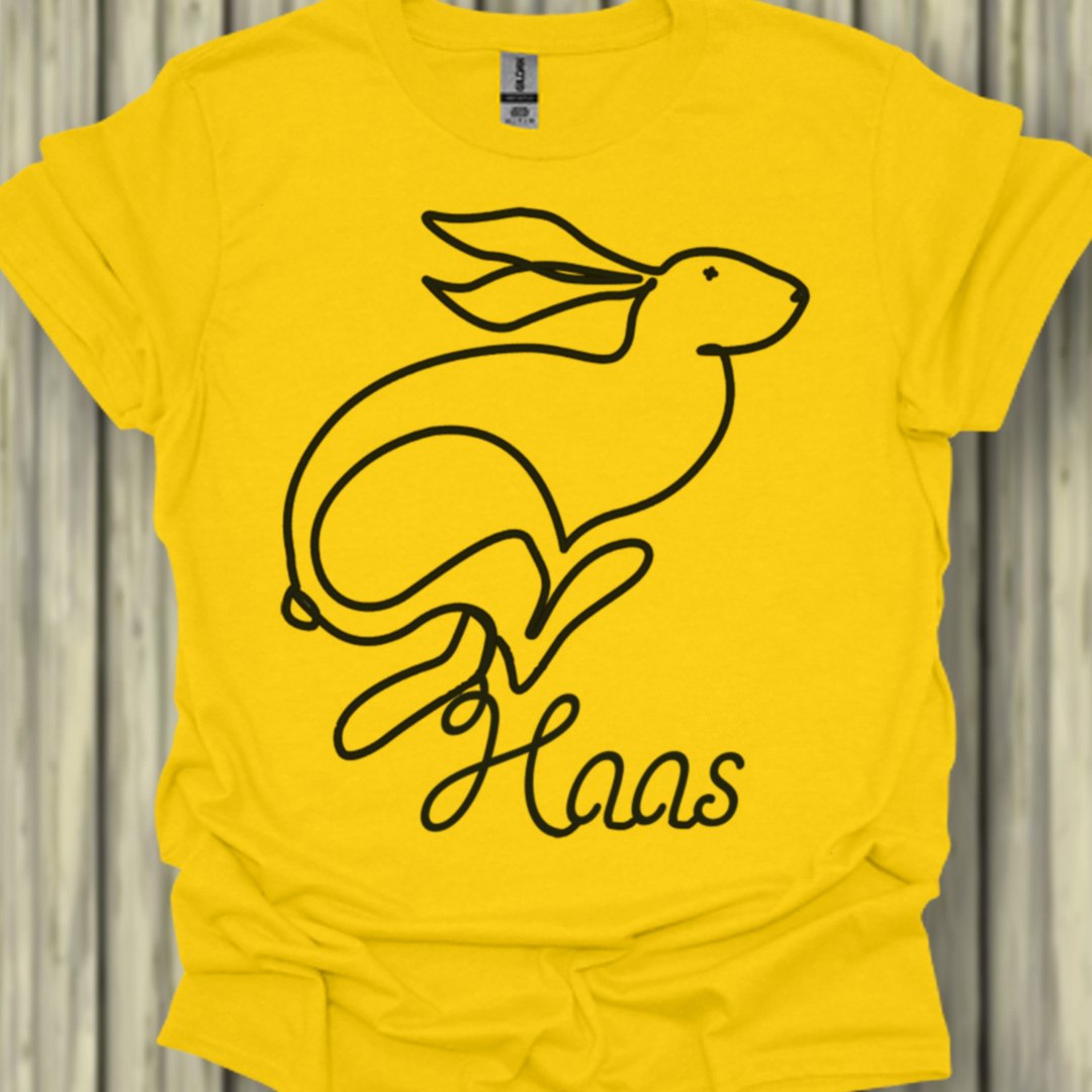 Hare line drawing black trendy T-shirt