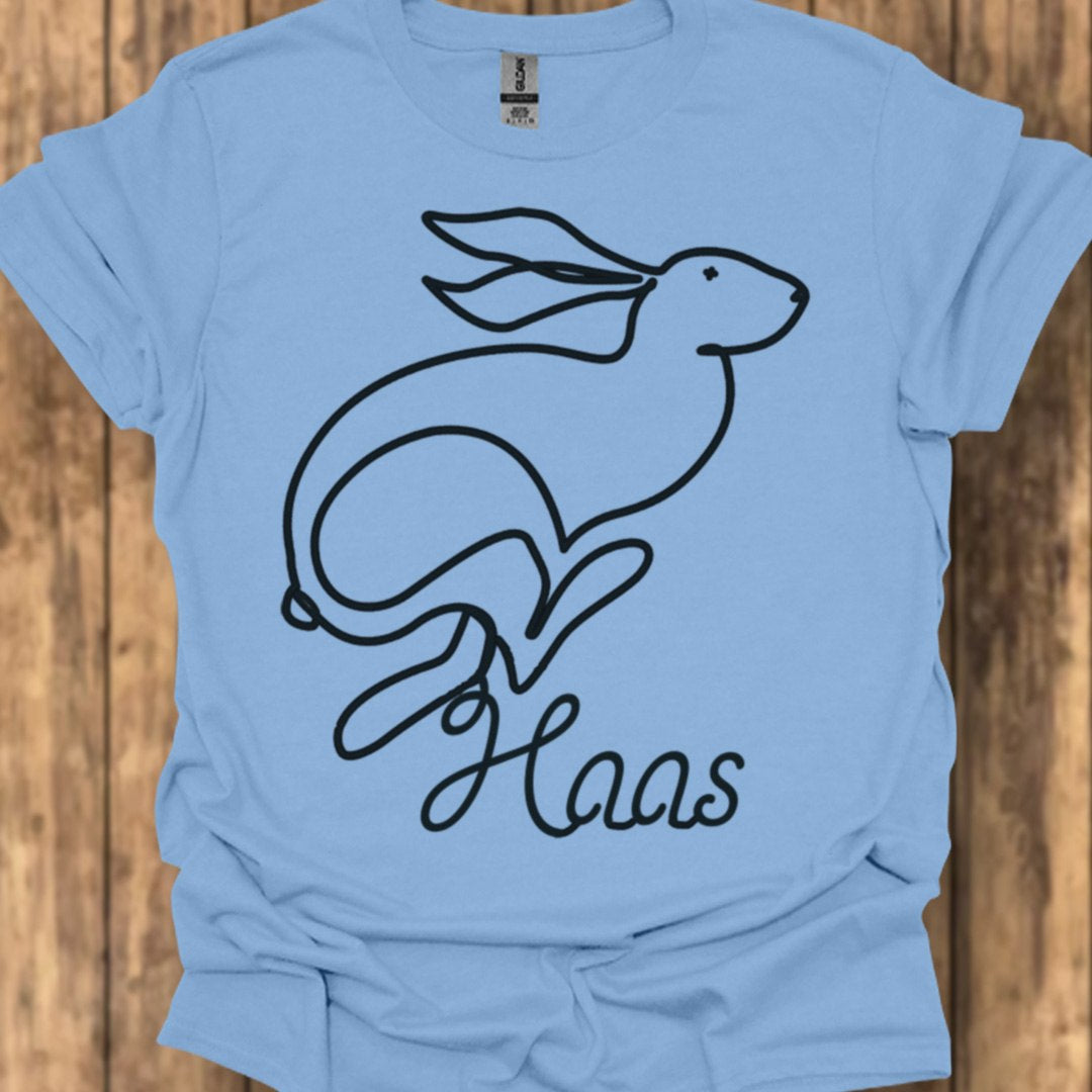 Hare line drawing black trendy T-shirt